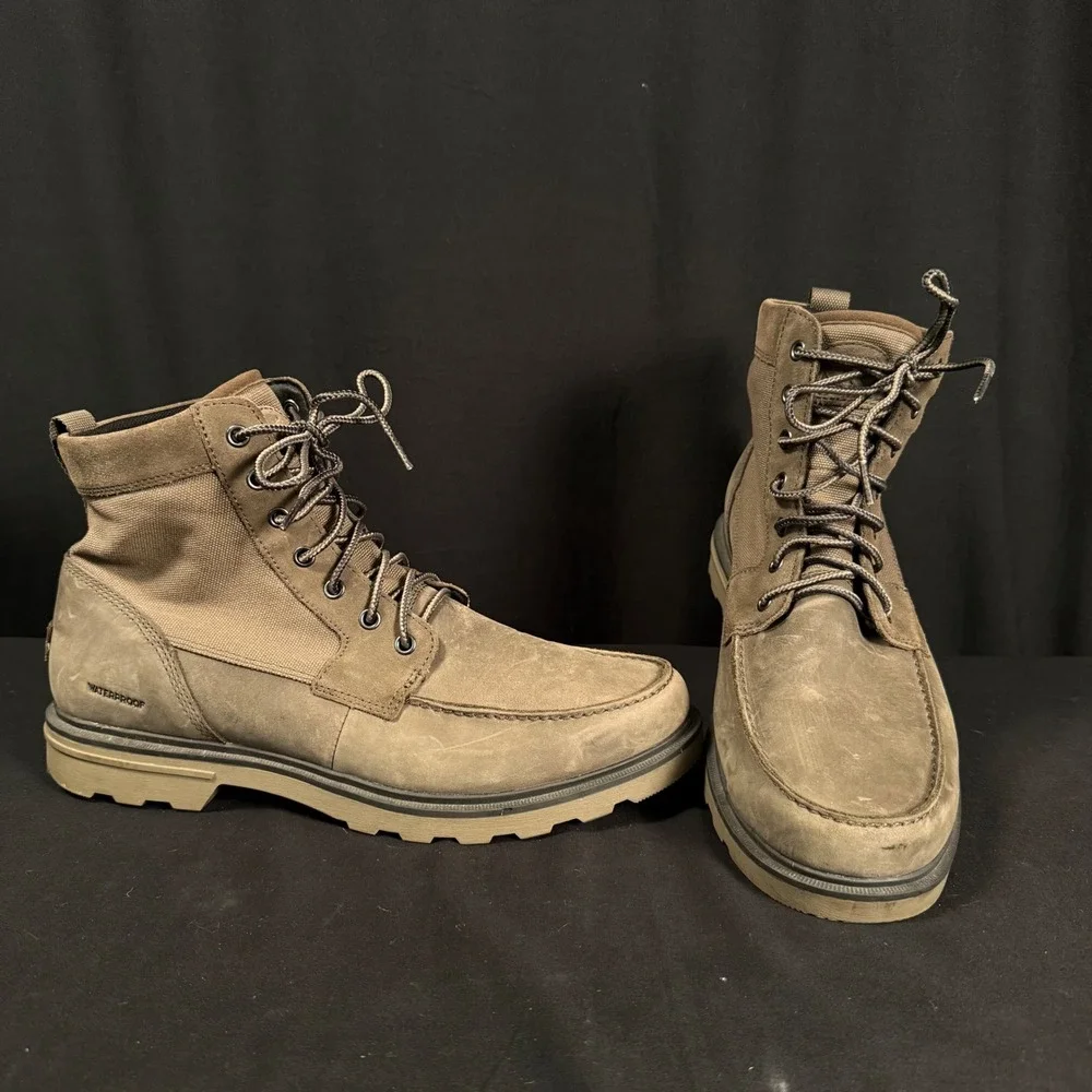 Sorel Carson Moc Toe Waterproof Boots Major Wet Sand Leather Mens 12 NM4763-245
